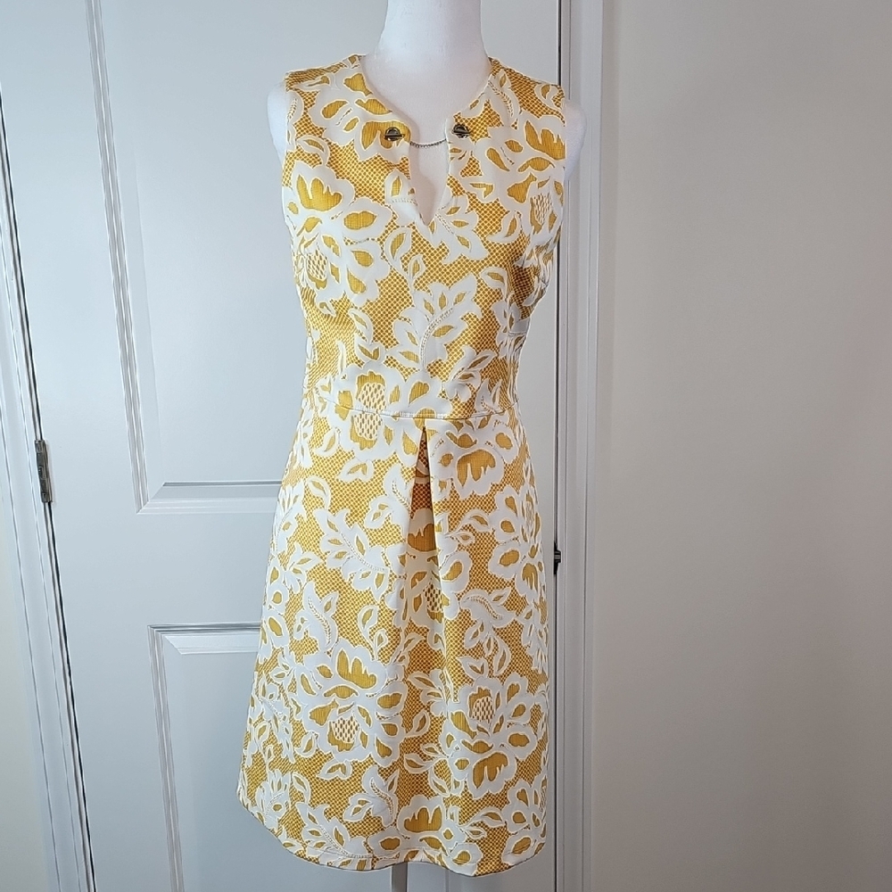 Kate And Lily Women's Floral Midi Dress in‎ Yellow and White Size 6